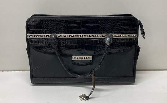 Brighton Snake Embossed Laptop Business Handbag Black image number 1