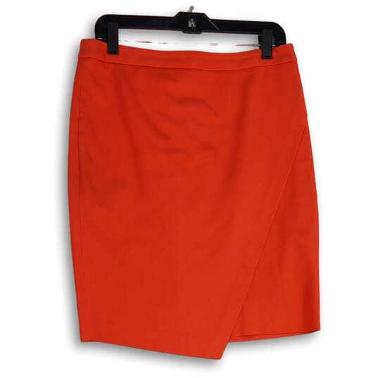 Womens Orange Flat Front Back Zip Wrap Skirt Size 6 image number 1