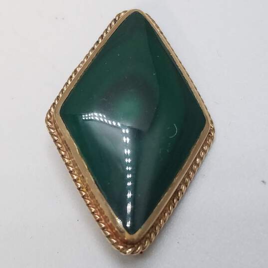 CWS 375 Gold Tone Malachite Brooch 9.2g image number 2