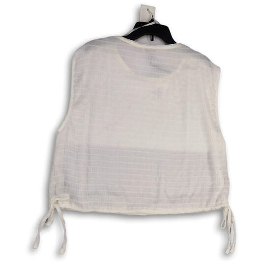NWT Womens White Crinkle Sleeveless Side Tie Round Neck Blouse Top Size XL image number 2