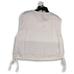 NWT Womens White Crinkle Sleeveless Side Tie Round Neck Blouse Top Size XL alternative image