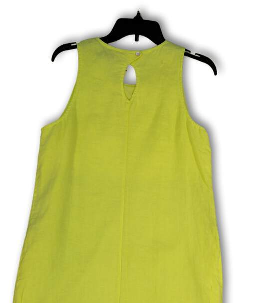 NWT Womens Yellow Round Neck Sleeveless Keyhole Back Mini Dress Size Medium image number 4
