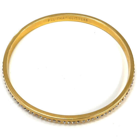 Designer Kate Spade Gold-Tone Clear Rhinestone Studded Bangle Bracelet image number 3
