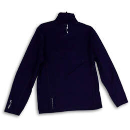 Mens Blue Fleece Long Sleeve 1/4 Zip Mock Neck Pullover Jacket Size M alternative image