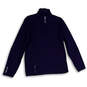 Mens Blue Fleece Long Sleeve 1/4 Zip Mock Neck Pullover Jacket Size M image number 2