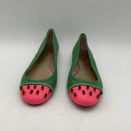 Womens Green Leather Round Toe Embellished Slip-On Ballet Flats Size 8 M alternative image