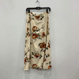 NWT Womens Ivory Orange Floral Pleated Elastic Waist A-Line Skirt Size 8P alternative image