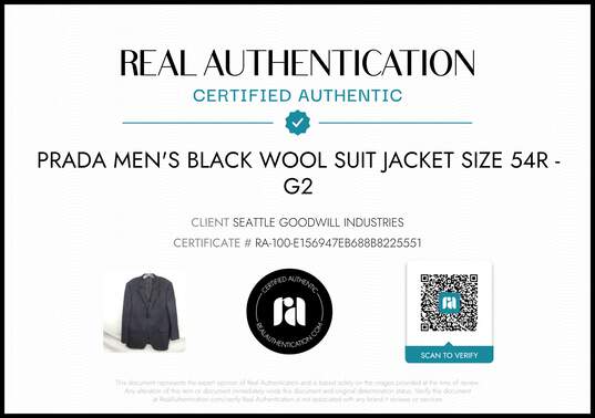 Prada Men's Black Italian Wool Suit Jacket Size 54R - AUTHENTICATED image number 2