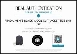 Prada Men's Black Italian Wool Suit Jacket Size 54R - AUTHENTICATED alternative image