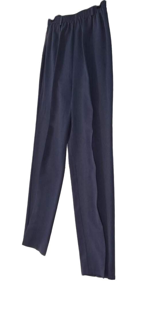 Vintage Womens Blue Elastic Waist Straight Leg Dress Pants Size 14 image number 2