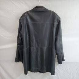 Aoya Full Zip/Button Up Black Leather Jacket Size 170/88A alternative image