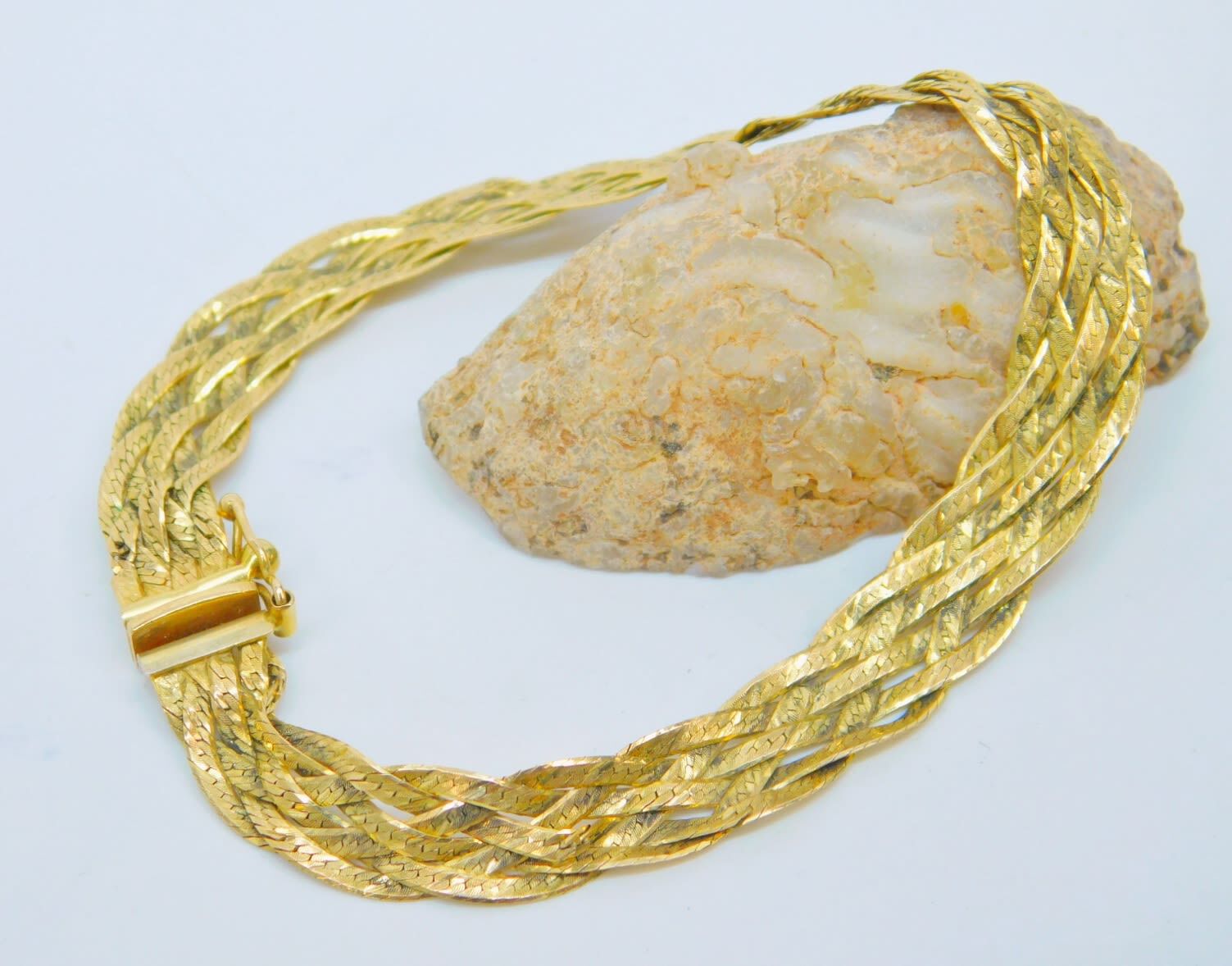 Buy the Artisan 925 & Yellow & Rose Vermeil Braided & Twisted Herringbone  Chain Necklaces & Matching Bracelet 29.4g | GoodwillFinds