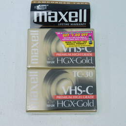 2 MAXELL VHS-C TC-30 HGX-GOLD PREMIUM HIGH GRADE VIDEO TAPES NEW Sealed