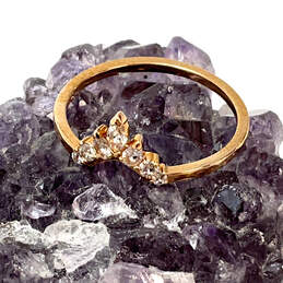 Designer Swarovski Gold-Tone Clear Crystal Cut Stone Fashionable Band Ring