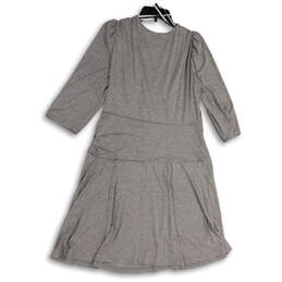 Womens Gray V-Neck Knee Length 3/4 Sleeve Pullover A-Line Dress Size 14 alternative image