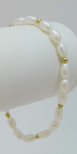 14K Yellow Gold Pearl Bracelet 4.8g alternative image