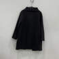 Womens Black Long Sleeve Side Collar Bow Button Front Overcoat Size Small image number 2