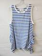 Current Elliot Size 3 Side Slit Ruffle Bright Blue and White Stripes image number 1
