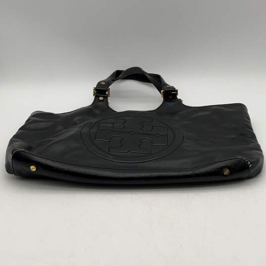 Tory Burch Womens Black Leather Bottom Stud Double Handle Shoulder Handbag Purse image number 4