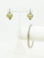 Artisan Mexico 925 & Brass Modernist Domes Drop Earrings & Cable Cuff Bracelet 23.2g image number 1
