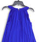 NWT Womens Blue Sleeveless Fringed Hem Keyhole Back Midi Shift Dress Size 0 image number 4