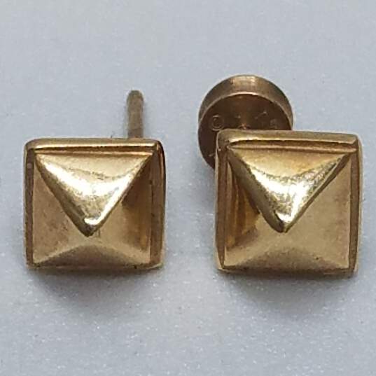 Ciani 14K Gold Pyramid Post Earrings 1.7g image number 2