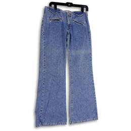 Womens Blue Denim Medium Wash Pockets Stretch Bootcut Leg Jeans Size 8