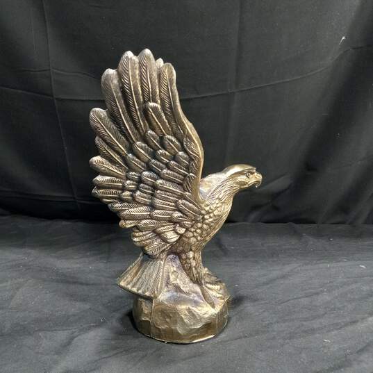 Gold Tone Cast Metal Tabletop Eagle Statuette image number 3