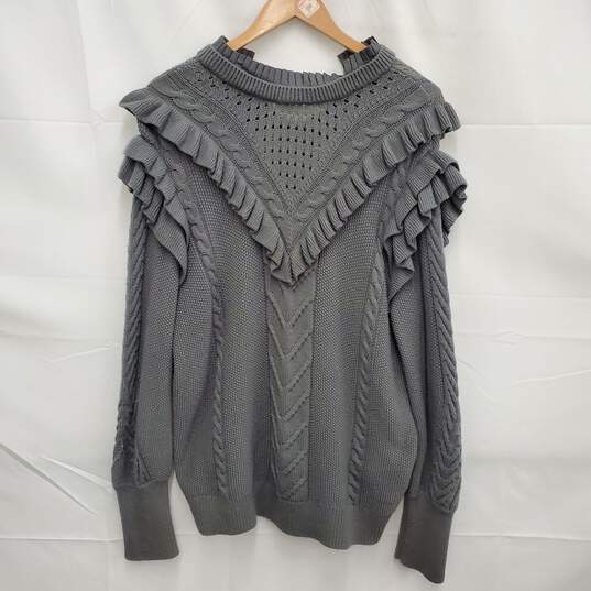 Ted Baker WM's Gray Mockable Frill Collar Sweater Size 5 image number 2