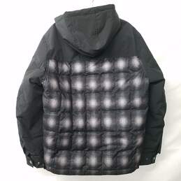 Black Gray Plaid Down Fill Hooded Jacket Sz M alternative image