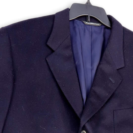 Mens Blue Long Sleeve Notch Lapel Pockets Three Button Blazer Size 51T image number 3