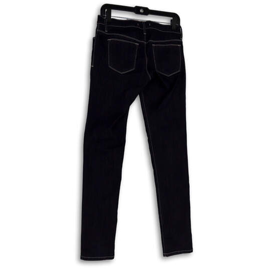 Womens Blue Denim Pockets Dark Wash Regular Fit Skinny Leg Jeans Size 7 image number 2