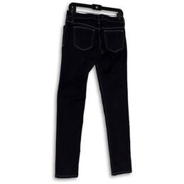 Womens Blue Denim Pockets Dark Wash Regular Fit Skinny Leg Jeans Size 7 alternative image