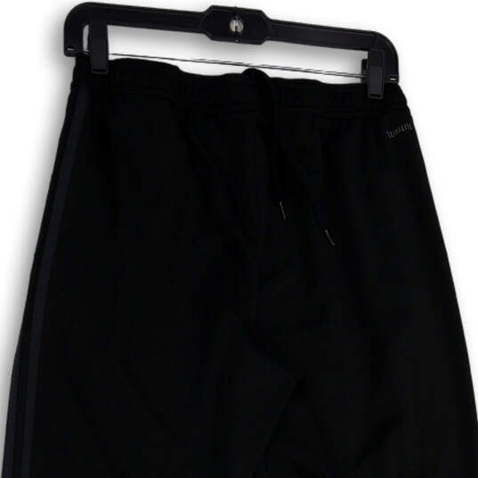 Mens Black Elastic Waist Drawstring Ankle Zip Track Pants Size Large image number 4