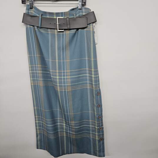 NINE & COMPANY Multicolor Plaid Button Up Skirt with Belt image number 1