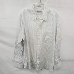 Yves Saint Laurent White Striped Button Down Long Sleeve Shirt Men's Size 17 - AUTHENTICATED