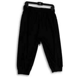 Womens Black Elastic Waist Zip Pocket Drawstring Jogger Pants Size Medium alternative image