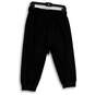 Womens Black Elastic Waist Zip Pocket Drawstring Jogger Pants Size Medium image number 2