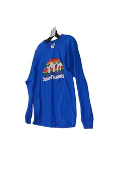 Mens Denver Nuggets NBA Blue Long Sleeve Basketball T Shirt Size Large