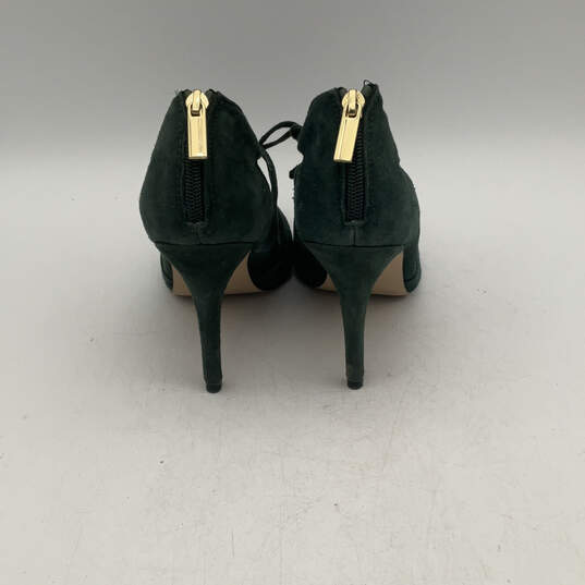 Womens Delphine Green Suede Pointed Toe Back Zip Stiletto Pump Heels Sz 7.5 image number 2