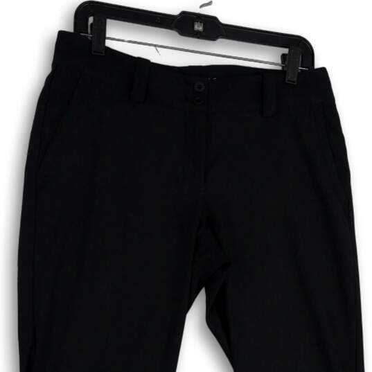 Womens Black Flat Front Slash Pocket Straight Leg Golf Chino Pants Size 8 image number 3