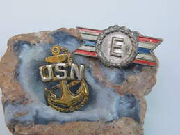 2 - VNTG 925 Enamel WWII Army Navy Award Pins