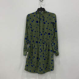 Womens Green Floral Long Sleeve Pleated Button Front Shirt Dress Size Small alternative image