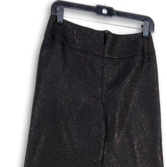 Womens Black Floral Regular Fit Flat Front Wide Leg Trouser Pants Size 2 image number 3