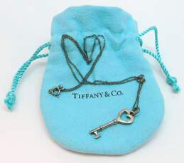 Tiffany & Co 925 Sterling Silver Open Heart Key Pendant Necklace 2.9g