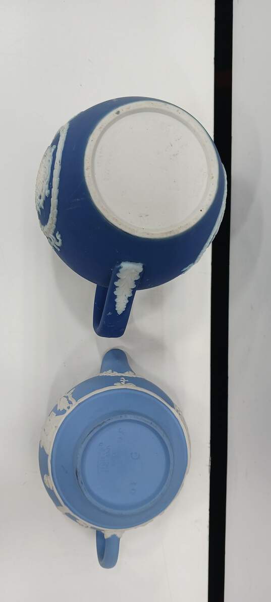 Pair of Blue Ceramic Pitchers image number 5