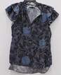 Charlotte Brody Navy Blue Pattern Women's Blouse sz L image number 1