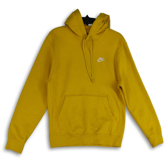 Mens Yellow Long Sleeve Kangaroo Pocket Pullover Hoodie Size Small image number 1