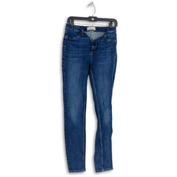 Womens Blue Dark Wash Mid-Rise Modern Straight Leg Denim Jeans Size 25