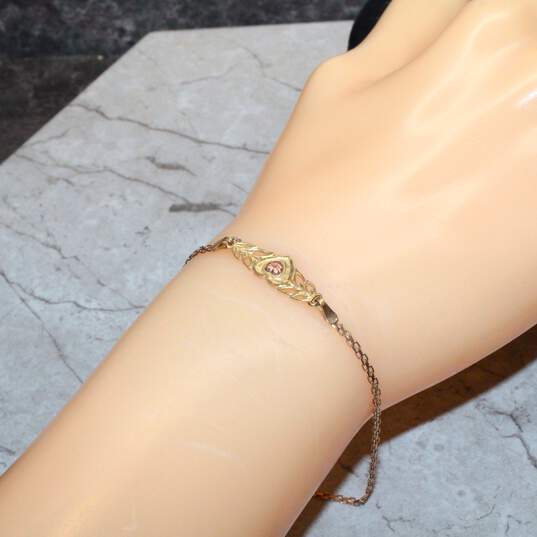 OroAmerica 10K Yellow & Rose Gold Heart Chain Bracelet - 1.67g image number 1